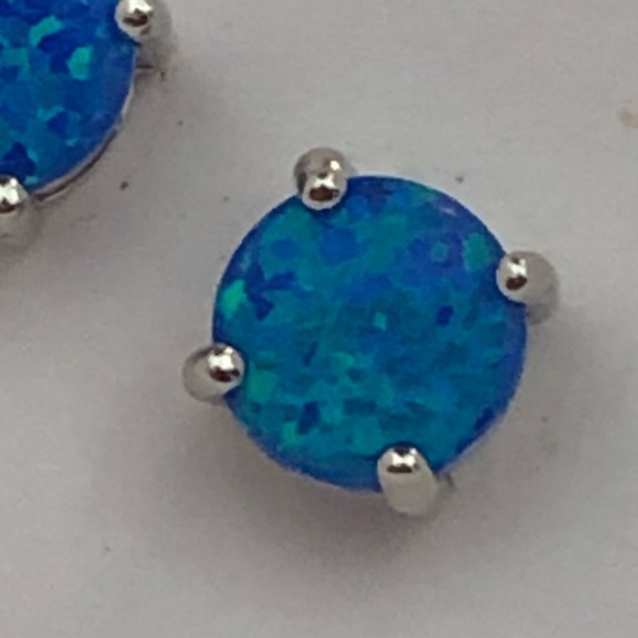 sterling Jewelry - Sterling Silver blue Opal earrings